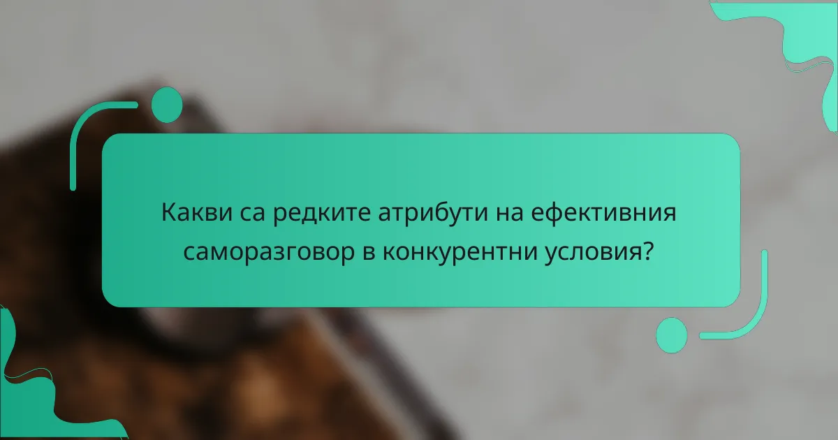 Какви са редките атрибути на ефективния саморазговор в конкурентни условия?