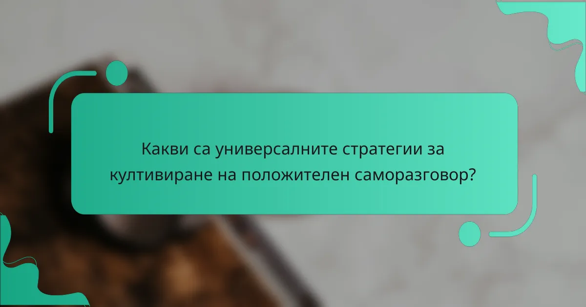 Какви са универсалните стратегии за култивиране на положителен саморазговор?